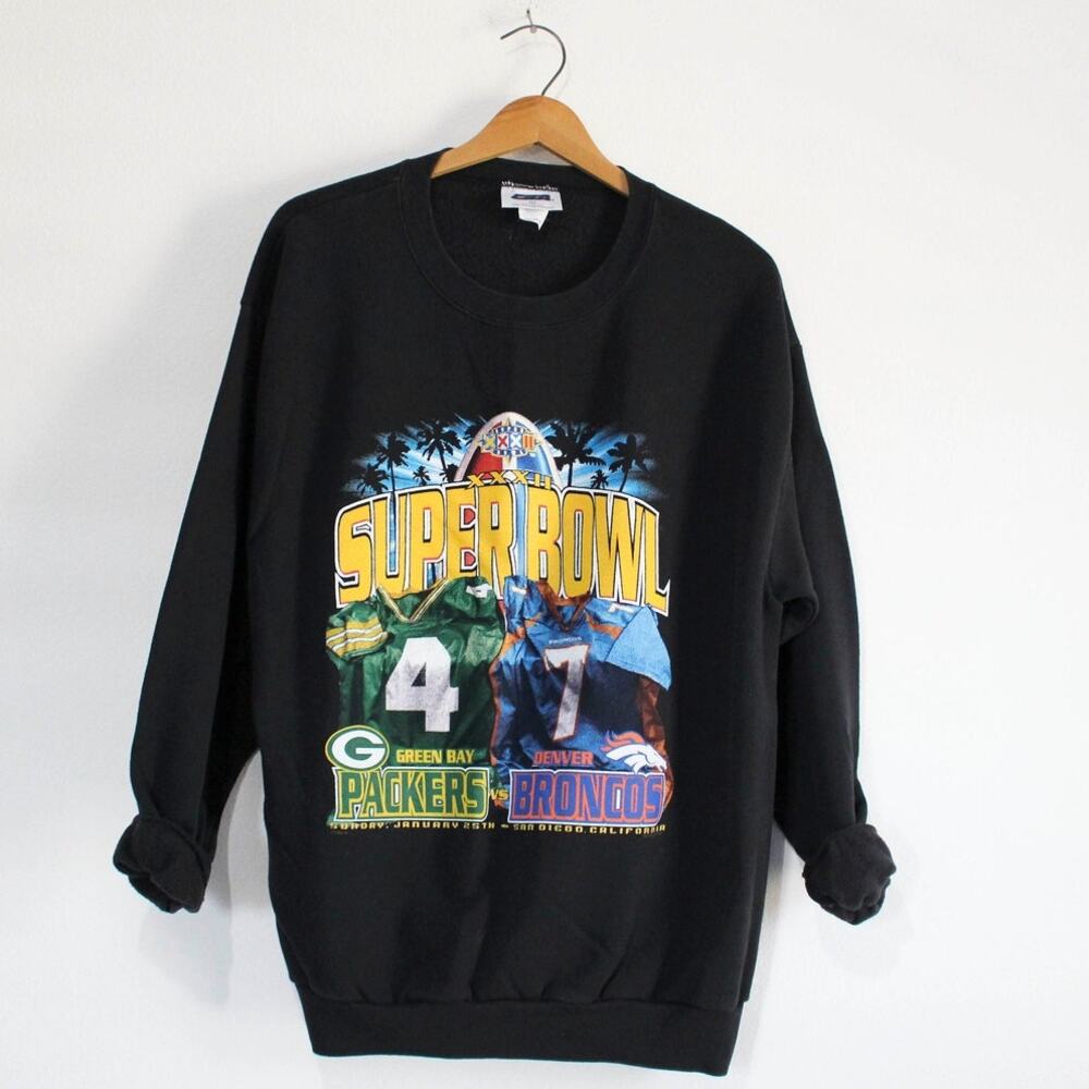 Vintage Denver Broncos vs Green Bay Packers Super Bowl XXXIII Sweatshirt Large